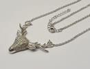 925er Silber Kette Silberkette Collier Silbercollier Hirsch Geweih Anhänger -