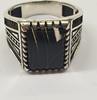 Herrenring 925er Silber Ring Farbstein Schwarz Onyx Gr. 62 : 19,5 mm -