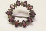 Kleine und runde Granatbrosche 835er Silber anitker Silberschmuck -