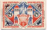 Deutschland Bielefeld 25 Mark Geldschein Banknote Stoffgeld -