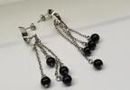 Ohrringe Ohrstecker 925er Silber Silberohrringe Ohrhänger Onyx L: 6,0 cm -
