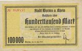 Worms 100 Tausend Mark Gutschein der Stadt -