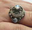 Silberring mit Mondsteinen Giftring aus 925er Sterling Silber Ringgröße ca. 63 -