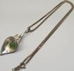 Anhänger Jade mit Kette Bijou Jeunesse Günthner Vintage Designer Anhänger 925 Silber + Silberkette -