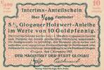 Deutschland Deutsches Reich Polen 10 Goldpfennig Notgeldschein Notgeld Stadt Glogau 1/400 Festmeter -