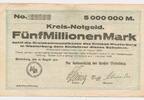 Deutschland Deutsches Reich 5 Millionen Mark Notgeldschein Notgeld Stadt Westerburg Rheinland Pfalz -