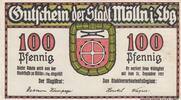 Deutschland Deutsches Reich 100 Pfennig Notgeldschein Notgeld Mölln Schleswig-Holstein -