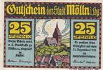 Deutschland Deutsches Reich 25 Pfennig Notgeldschein Notgeld Mölln Schleswig-Holstein -