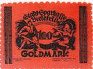Bielfeld 100 Goldmark Gold-Notgeldschein auf lachsfarbenem Samt, Zackenrand -