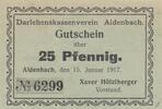 Deutschland Deutsches Reich 25 Pfennig Notgeld Notgeldschein Aidenbach Xaver Hölzlberger Bayern -