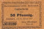 Deutschland Deutsches Reich 50 Pfennig Notgeld Notgeldschein Aidenbach Xaver Hölzlberger Bayern -