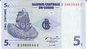 Kongo 5C Cinq Centimes Banknote Geldschein -