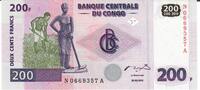 Kongo 200 Deux Cents Francs Banknote Geldschein -