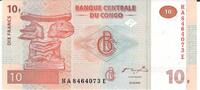 Kongo 10 Dix Francs Banknote Geldschein -