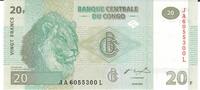 Kongo 20 Vingt Francs Banknote Geldschein -