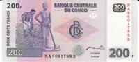 Kongo 200 Deux Cents Francs Banknote Geldschein -