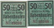 Deutschland 2x 50 Pfennig Notgeld Notgeldschein Babenhausen Bayern 2 Scheine -