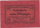 Deutschland Deutsches Reich 10 Pfennig Notgeld Notgeldschein Berneck im Fichtelgebirge Bayern marmoriertes Papier -