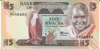 Sambia 5 Kwacha Banknote Geldschein -