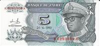 Zaire 5 Makuta Banknote Geldschein -