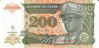 Zaire 200 Zairas Banknote Geldschein -