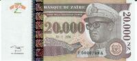 Zaire 20000 Zaires Banknote Geldschein -