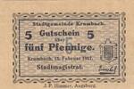 Deutschland Deutsches Reich 5 Pfennig Notgeld Notgeldschein Krumbach Bayern Tauen Glanzpapier, marmoriert -