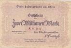 Deutschland Deutsches Reich 2 Millionen Mark Notgeldschein Notgeld Stadt Ludwigshafen am Rhein, Rheinland-Pfalz Serei A -