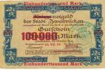 Deutschland Deutsches Reich 100000 Mark Überdruck auf 20 Mark Notgeldschein Notgeld Stadt Zweibrücken, Rheinland-Pfalz -
