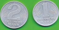 Deutschland DDR 1 und 2 Mark, 2 Stück 2 Münzen -