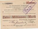 Deutschland Deutsches Reich 10 Millionen Mark Notgeldschein Kreis Steinfurt Burgsteinfurt, Gewerbebank Westfalen -