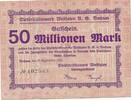 Deutschland Deutsches Reich 50 Millionen Mark Notgeldschein Bochum Elektricitätswerk Westfalen -