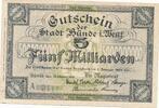 Deutschland Deutsches Reich 5 Milliarden Mark Notgeldschein Notgeld Stadt Bünde Westfalen -