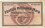 Deutschland Deutsches Reich 50 Millionen Mark Notgeldschein Notgeld Stadt Worms , Rheinland-Pfalz -