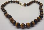 Steincollier Tiegerauge Halskette Kette Collier L; 46 cm -