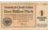 Deutschland Deutsches Reich 1 Billion Mark Notgeldschein Notgeld Goslar am Harz, Hannover Niedersachsen -