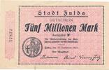 Deutschland Deutsches Reich 5 Millionen Mark Notgeldschein Notgeld Fulda ( Hessen-Nassau ) -