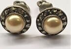 Ohrringe Ohrschmuck Antikschmuck Antik Ohrringe mit Markasit und Perle Ohrschmuck -