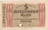 Deutschland Deutsches Reich 5 Billionen Mark Notgeldschein Notgeld Düsseldorf Phoenix AG Bergbau Rheinland -