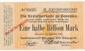 Deutschland Deutsches Reich 1/2 Billion Mark Notgeldschein Notgeld Bevensen, Handelsverein Hannover Niedersachsen -