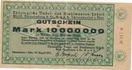 Deutschland Deutsches Reich 10 Millionen Mark Notgeld Ichtershausen, Nadel- und Stahlwaaren-Fabrik, Wolff, Knippenberg -