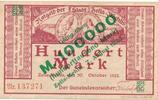 Deutschland Deutsches Reich 100 Tausend Mark Überdruck auf 100 Mark Notgeldschein Notgeld ZELLA-MEHLIS (Thüringen) -