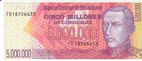 Nicaragua 5.000.000 Cordobas Banknote Geldscheine -