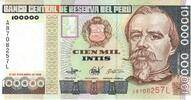 Peru 100000 Intis Banknote Geldscheine -