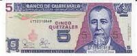 Guatemala 5 Quetzales Banknote Geldscheine -