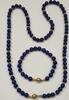 Armband Collier 2 teiliges Set Lapislazuli Damenarmband Kette 585er Gold 14 Karat -