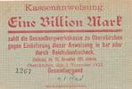 Deutschland Deutsches Reich 1 Billion Mark Notgeld Notgeldschein Obernkirchen (Hessen-Nassau) Gesamtbergamt -