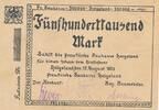 Deutschland Deutsches Reich 500 Tausend Mark Notgeld Schleswig-Holstein, Helgoland Preussische Baukasse -