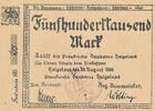 Deutschland Deutsches Reich 500 Tausend Mark Notgeld Schleswig-Holstein, Helgoland Preussische Baukasse -