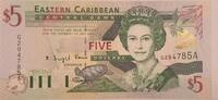 Ostkaribische Staaten 5 Pounds Dollars Banknote Central Bank Eastern Caribbean -